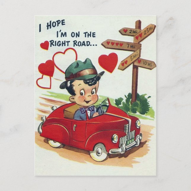 Retro Vintag Valentine Holiday man Postkarte (Vorderseite)