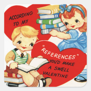 Retro Vintag Valentine Holiday Pärchen Quadratischer Aufkleber