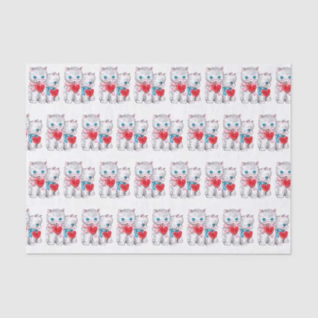 Retro Vintag Valentine Katzengewebe Party Seidenpapier (Vorderseite)