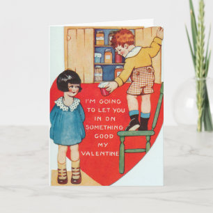 Retro Vintag Valentine-Kinderkarte hinzufügen Feiertagskarte