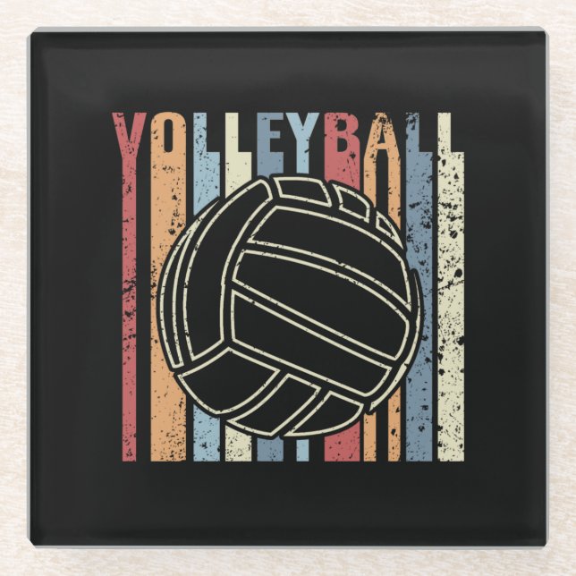 Retro Vintag Volleyball Glasuntersetzer (Vorderseite)