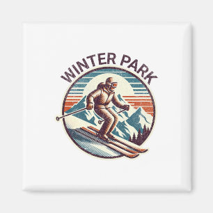 Retro Vintag Winter Park Colorado Ski Resort Wint Magnet