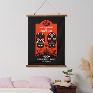 Retro Vintag Wrestling Poster Wandteppich Mit Holzrahmen