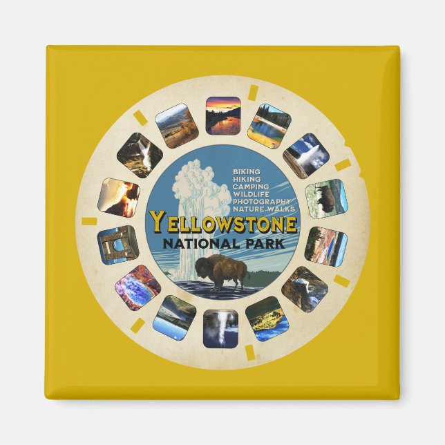 RETRO VINTAG YELLOWSTONE NATIONAL PARK SOUVENIR MAGNET (Vorne)