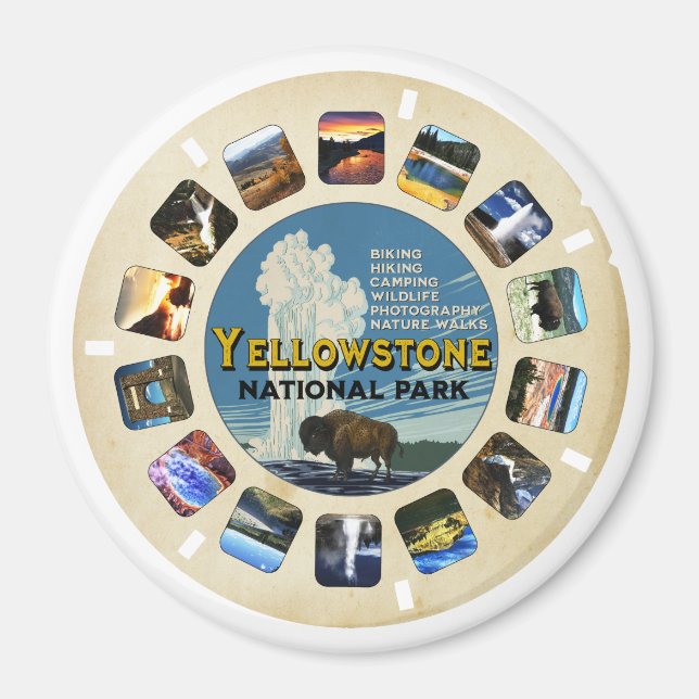 Retro Vintag Yellowstone Nationalpark Magnet (Vorne)