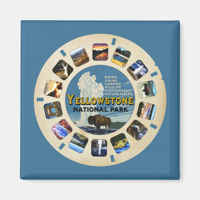 RETRO VINTAG YELLOWSTONE NATIONALPARK SOUVENIR MAGNET (Vorne)