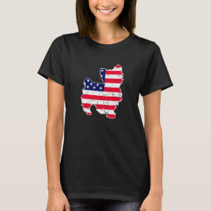 Retro Vintag Yorkshire Terrier American Flag 4 T-Shirt
