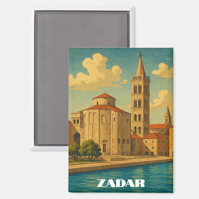 Retro Vintag Zadar Kroatien Magnet (Vorderseite/Rückseite)
