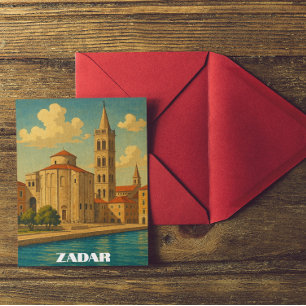 Retro Vintag Zadar Kroatien Postkarte