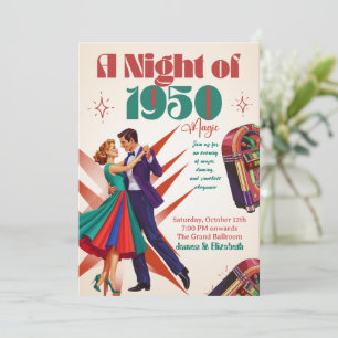 Retro-Vintage-1950er-Jahre-Atomic-Age-Paar-Party Einladung