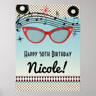 Retro Vintage 1950er Jahre Fifties Party-Banner Po Poster