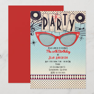 Retro Vintage 1950er Jahre Fifties Party Einladung