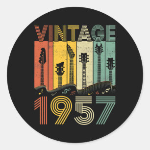 Retro Vintage 1957 Gitarrist 1957 Geburtstag Gitar Runder Aufkleber