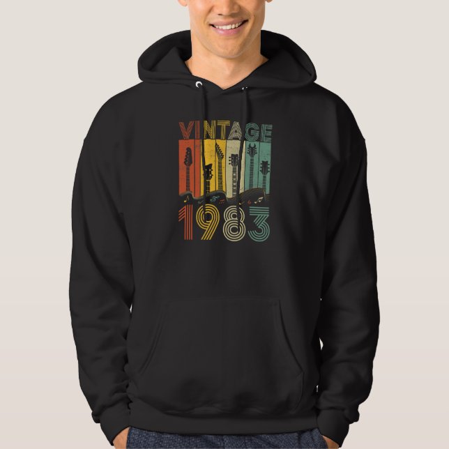Retro Vintage 1983 Guitarist 1983 Birthday Guitar Hoodie (Vorderseite)