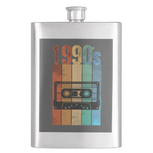 Retro-Vintage-1990er-Ästhetik-Edelstahl-Flasche Flachmann
