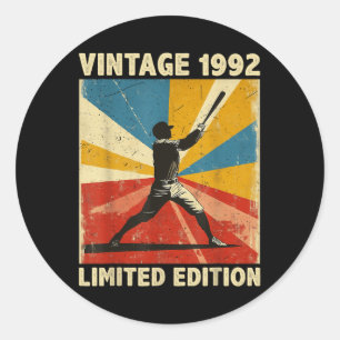 Retro Vintage 1992 Baseball-Fan Limited Edition Runder Aufkleber