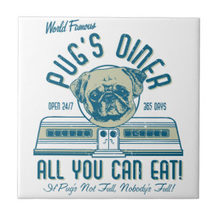 Retro Vintage 50er Jahre Stil Pug's Diner Fliese