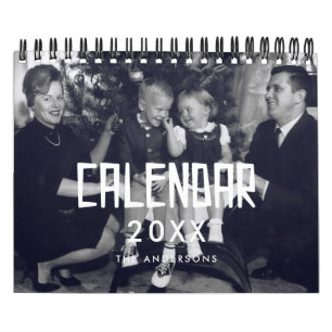 Retro Vintage 50er Typografie Familie Foto 2026 Kalender
