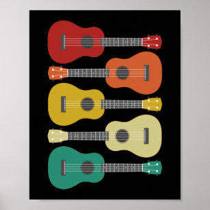 Retro Vintage 5 Ukulele-Spieler Hawaiianischer Mus Poster