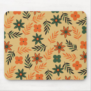 Retro-Vintage-70er-Blumen-Blatt-Muster Mousepad