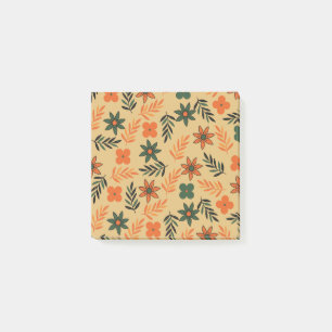 Retro-Vintage-70er-Blumen-Blatt-Muster Post-it Klebezettel