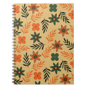 Retro Vintage 70er floral Blumenblatt Muster Notizblock