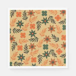 Retro Vintage 70er floral Blumenblattmuster Serviette