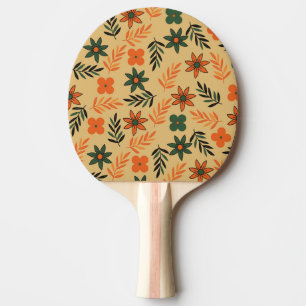 Retro Vintage 70er floral Blumenblattmuster Tischtennis Schläger