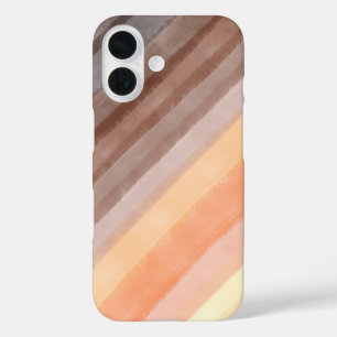 Retro Vintage 70er Streifen Aquarellorange braun iPhone 16 Hülle