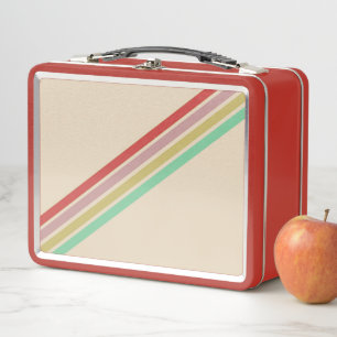 Retro Vintage 70er Streifen Metall Brotdose