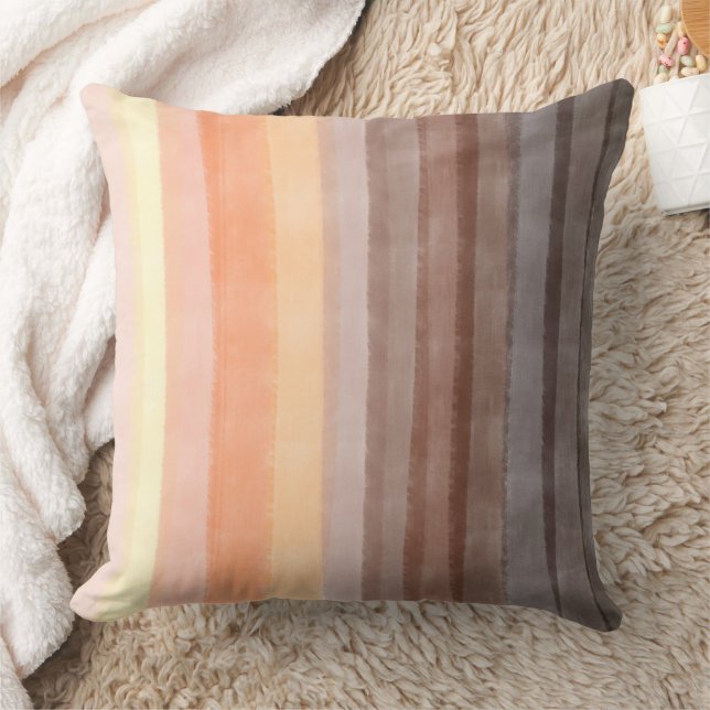 Retro Vintage 70er Streifen orange braun Kissen (Decke)