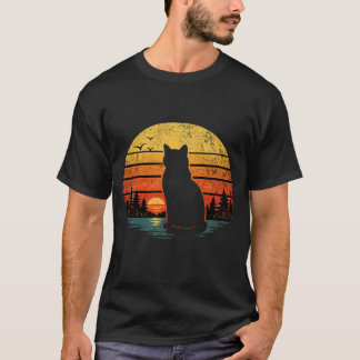 Retro Vintage 80er Katzen Sonnenuntergang T-Shirt