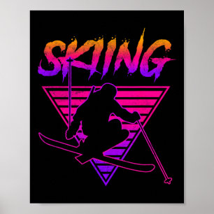 Retro Vintage 80er Ski Skifahren 1 Poster