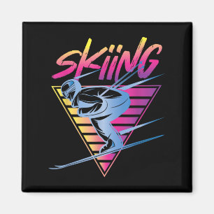 Retro Vintage 80er Ski Skifahren Magnet