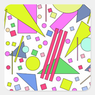 Retro Vintage 80er und 90er Stil Quadratischer Aufkleber