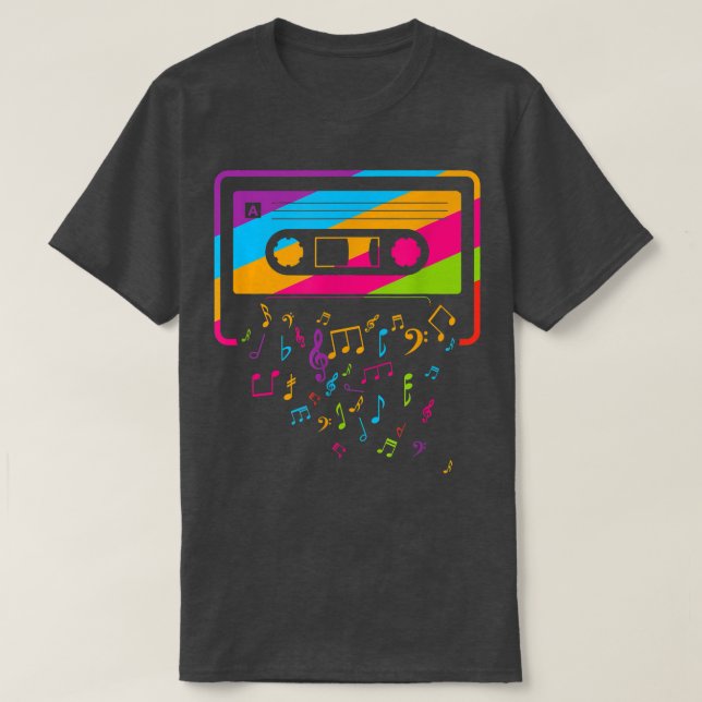 Retro Vintage 90er-Musiknoten-Kassettenband T-Shirt (Design vorne)
