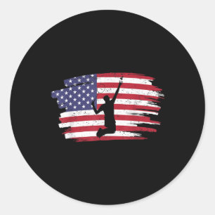 Retro Vintage Amerikanische Flagge Badminton 4. Ju Runder Aufkleber