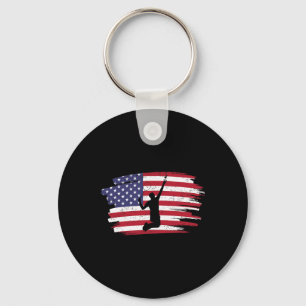 Retro Vintage amerikanische Flagge Badminton 4. Ju Schlüsselanhänger
