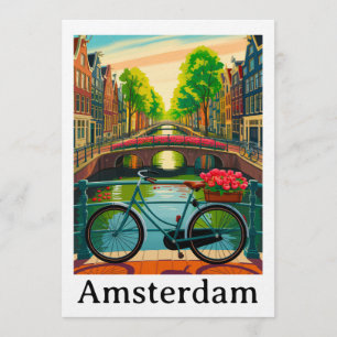 Retro Vintage Amsterdam Holland Kanal Stadt Reise Einladung