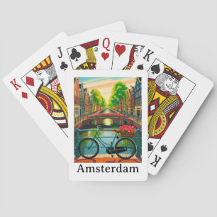 Retro Vintage Amsterdam Holland Kanal Stadt Reise Spielkarten