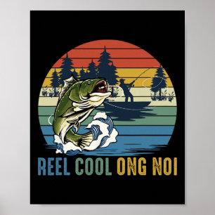 Retro Vintage Angelrolle Cool Ong Noi Vatertag Poster