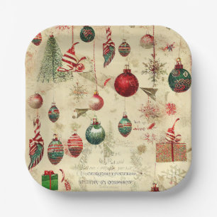 Retro-Vintage-Antik-Weihnachtsdekoration Pappteller