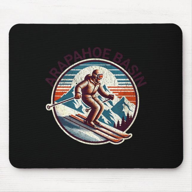 Retro Vintage Arapahoe Basin Skigebiet Winter Mousepad (Vorne)