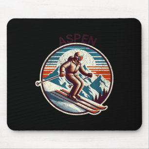Retro Vintage Aspen Colorado Skigebiet Winter Mousepad