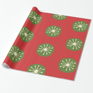 Retro Vintage Atomi 50er Weihnachtsstunde grün ro Geschenkpapier