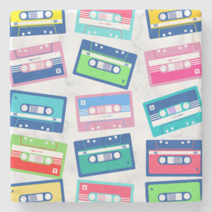 Retro Vintage Audio-Kassette Muster Steinuntersetzer