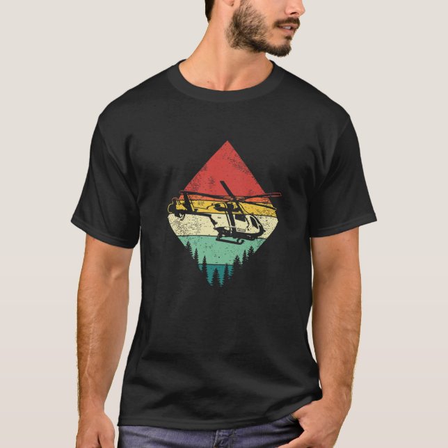 Retro Vintage Aviator Helicopter T-Shirt (Vorderseite)