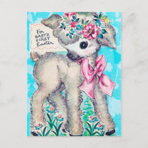 Retro Vintage Baby erstes Ostern Postkarte