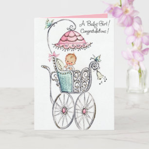 Retro-Vintage-Baby-Mädchen mit Gefühl Karte