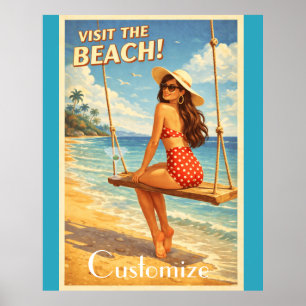 Retro Vintage Bade-Schönheit Thunder_Cove  Poster